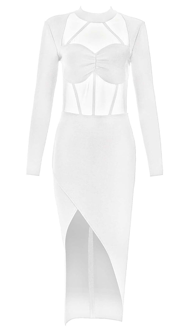 AIIZIE FISHBONE SLIT BANDAGE MIDI DRESS - product image