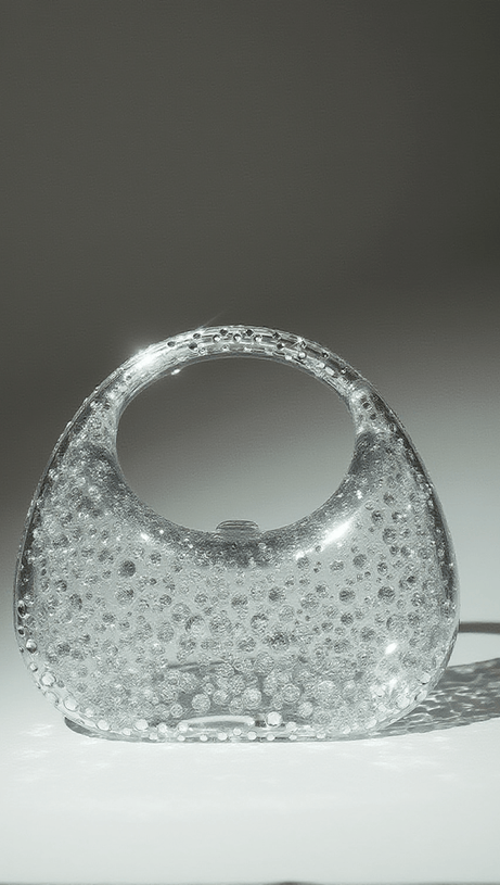 ASHER CLEAR EMBELLISHED BAG IN WHITE