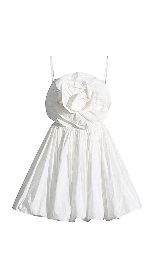 AIIZIE FLORAL APPLIQUE SLIM MINI DRESS IN WHITE - product image