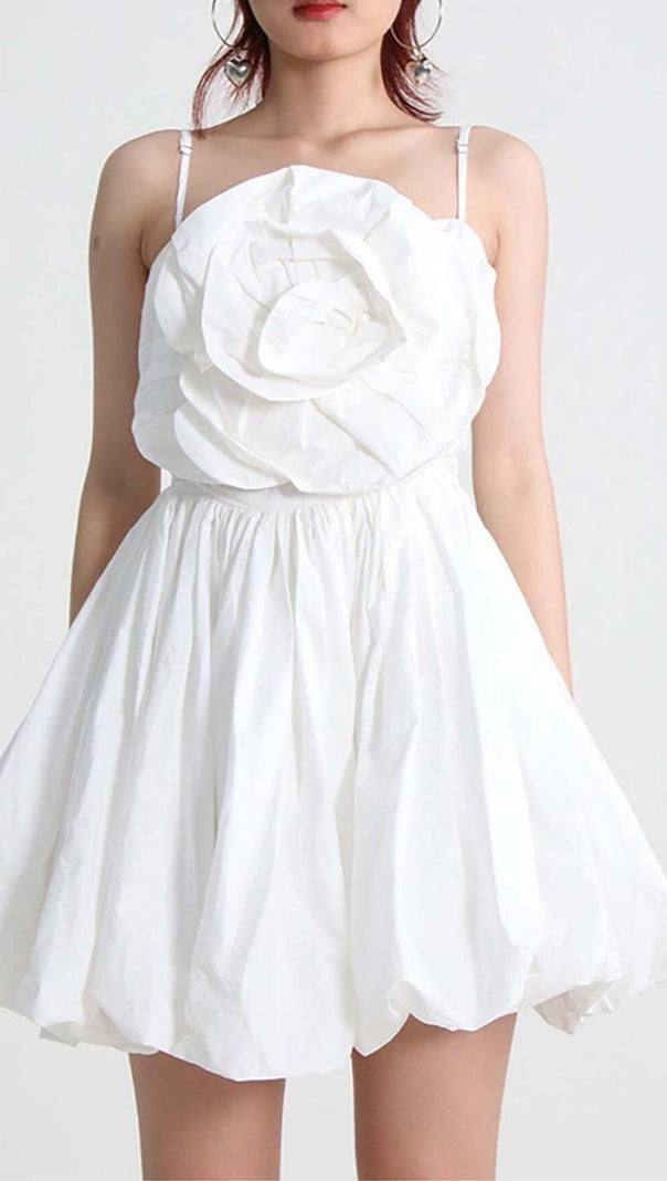 AIIZIE FLORAL APPLIQUE SLIM MINI DRESS IN WHITE - product image