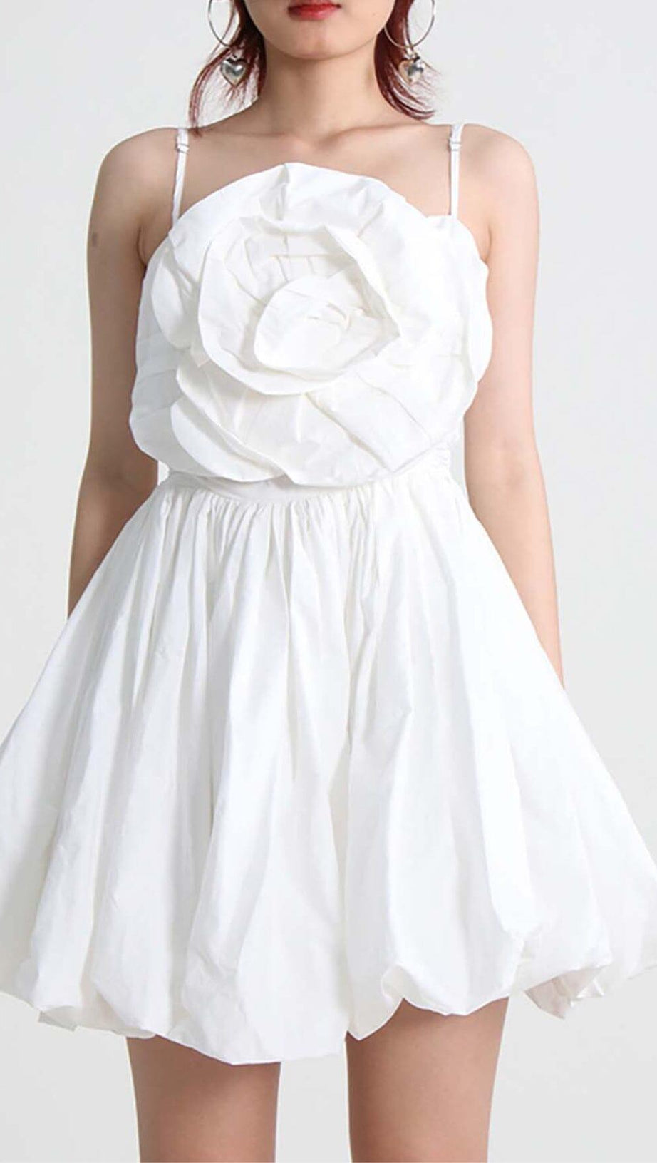 FLORAL APPLIQUE SLIM MINI DRESS IN WHITE