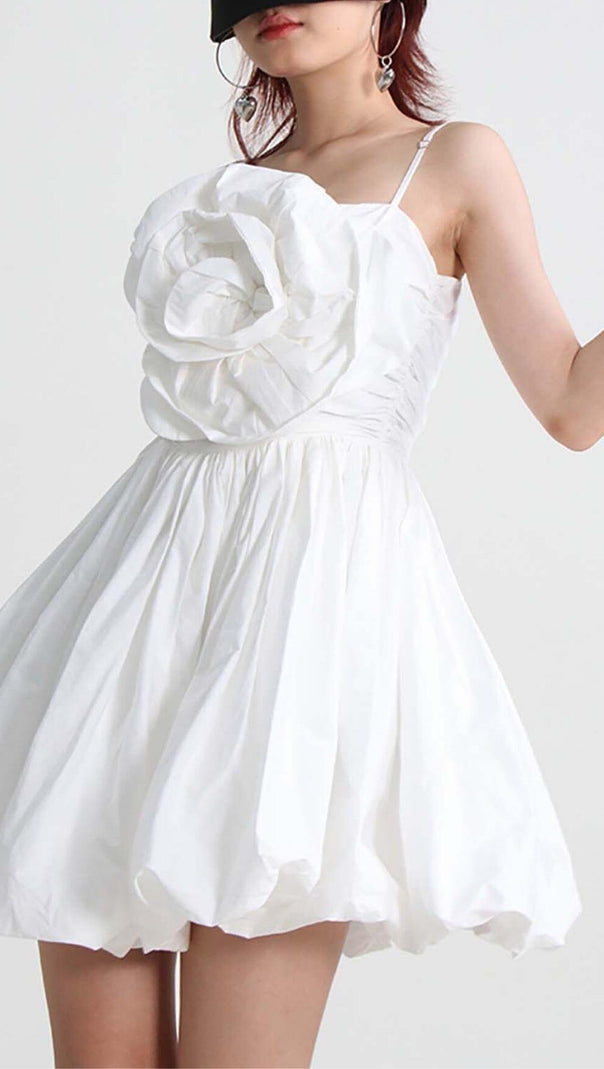 AIIZIE FLORAL APPLIQUE SLIM MINI DRESS IN WHITE - product image