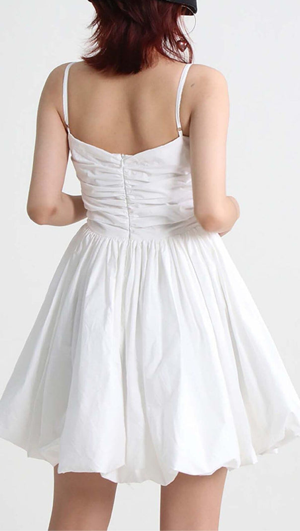 AIIZIE FLORAL APPLIQUE SLIM MINI DRESS IN WHITE - product image