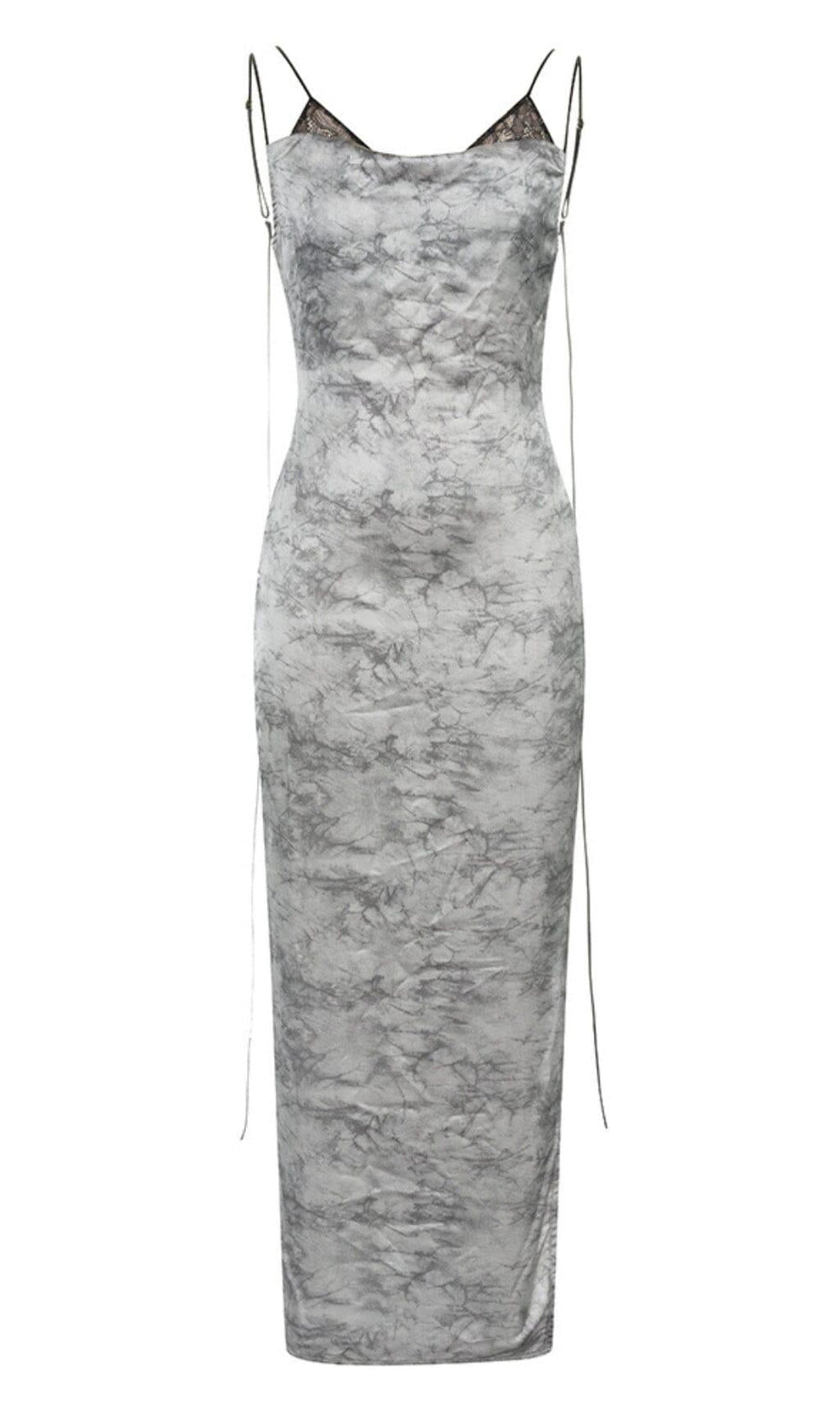 Rückenfreies Midikleid mit Blumenmuster in Grau
