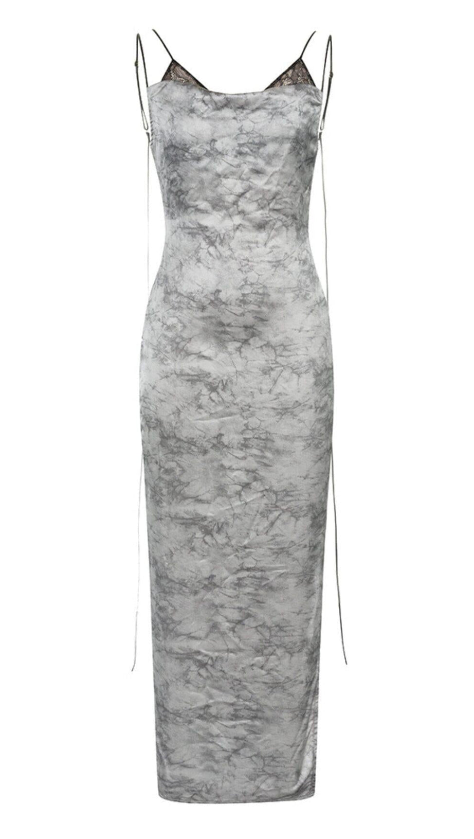 Rückenfreies Midikleid mit Blumenmuster in Grau