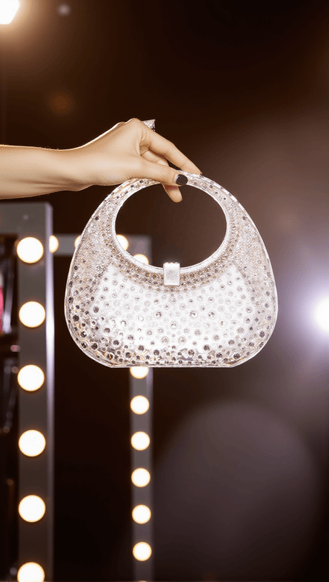 ASHER CLEAR EMBELLISHED BAG IN WHITE
