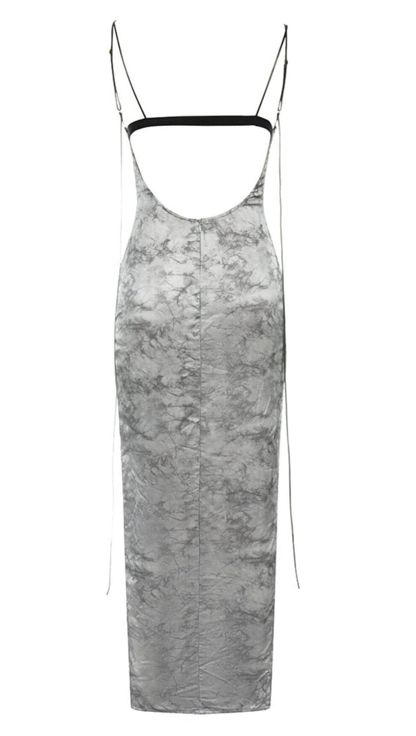 AIIZIE FLORAL BACKLESS MIDI DRESS IN GREY - product image