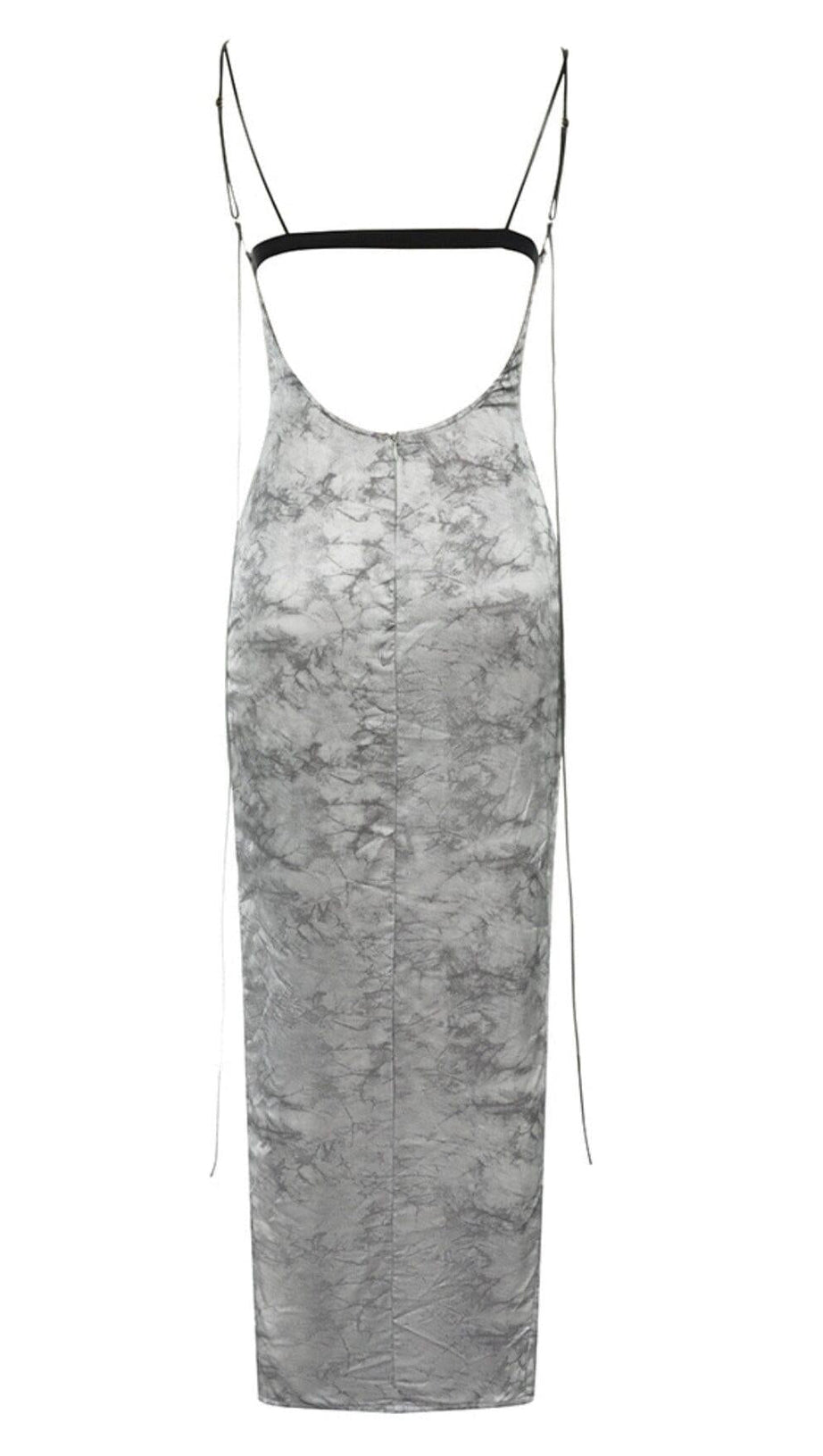 Rückenfreies Midikleid mit Blumenmuster in Grau