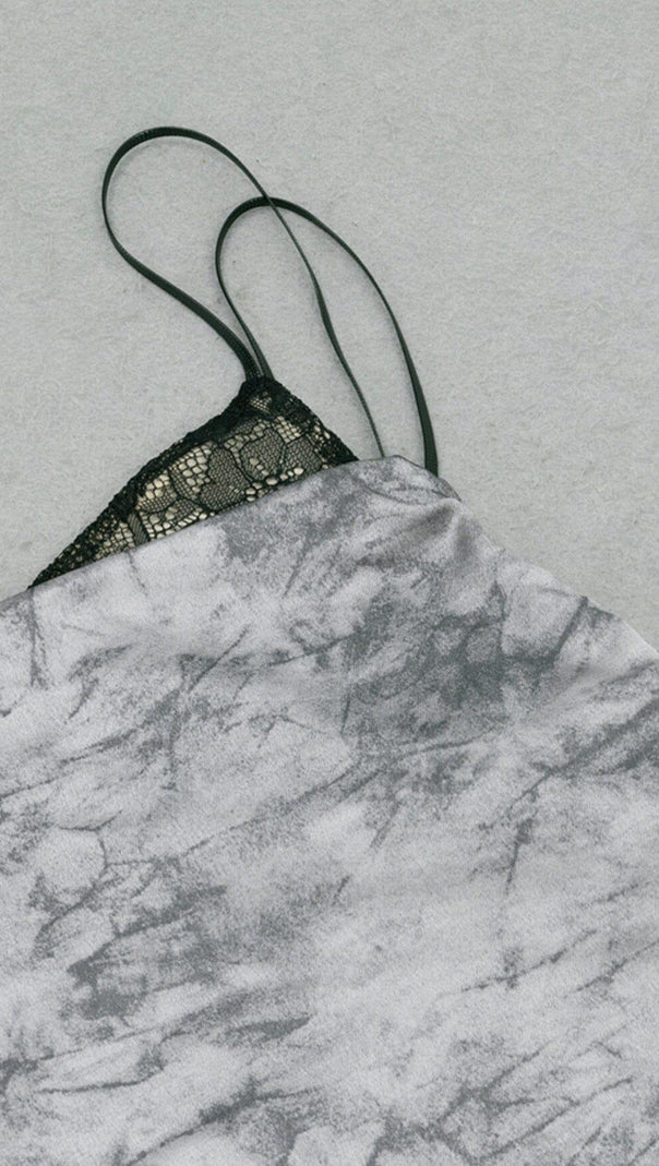 AIIZIE FLORAL BACKLESS MIDI DRESS IN GREY - product image