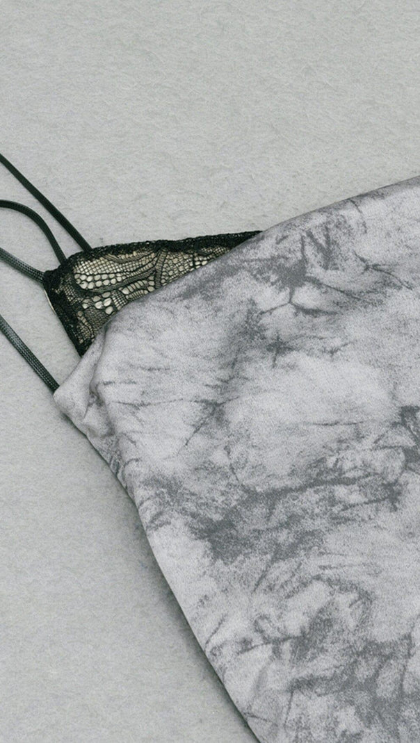 AIIZIE FLORAL BACKLESS MIDI DRESS IN GREY - product image