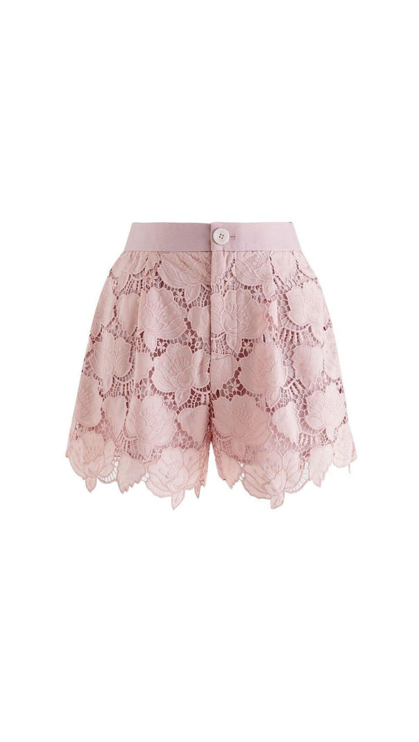 AIIZIE FLORAL CUTWORK JACKET DRESS SET IN PINK - product image