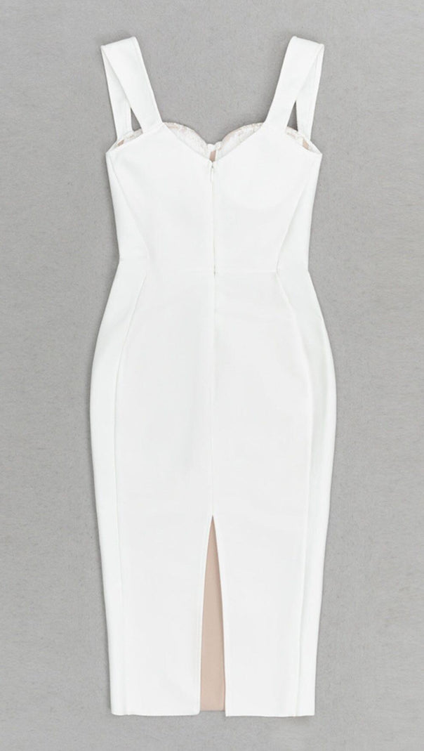 AIIZIE FLORAL DETAIL CORSET MIDI DRESS IN WHITE - product image