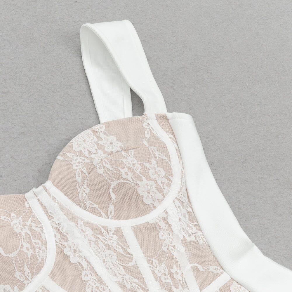 AIIZIE FLORAL DETAIL CORSET MIDI DRESS IN WHITE - product image