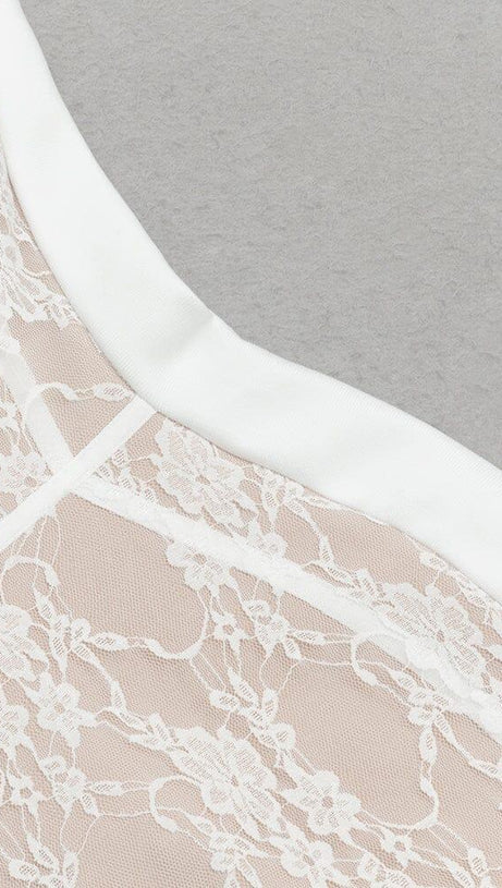 FLORAL DETAIL CORSET MIDI DRESS IN WHITE