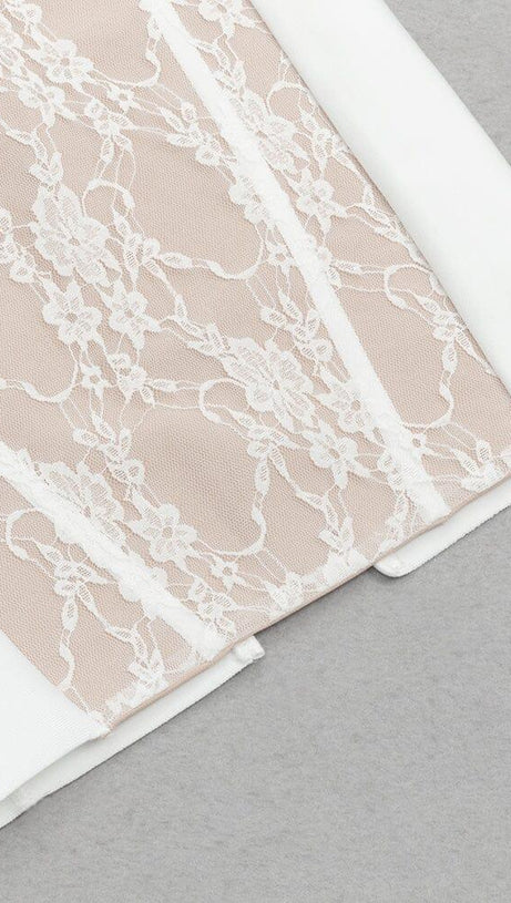 FLORAL DETAIL CORSET MIDI DRESS IN WHITE