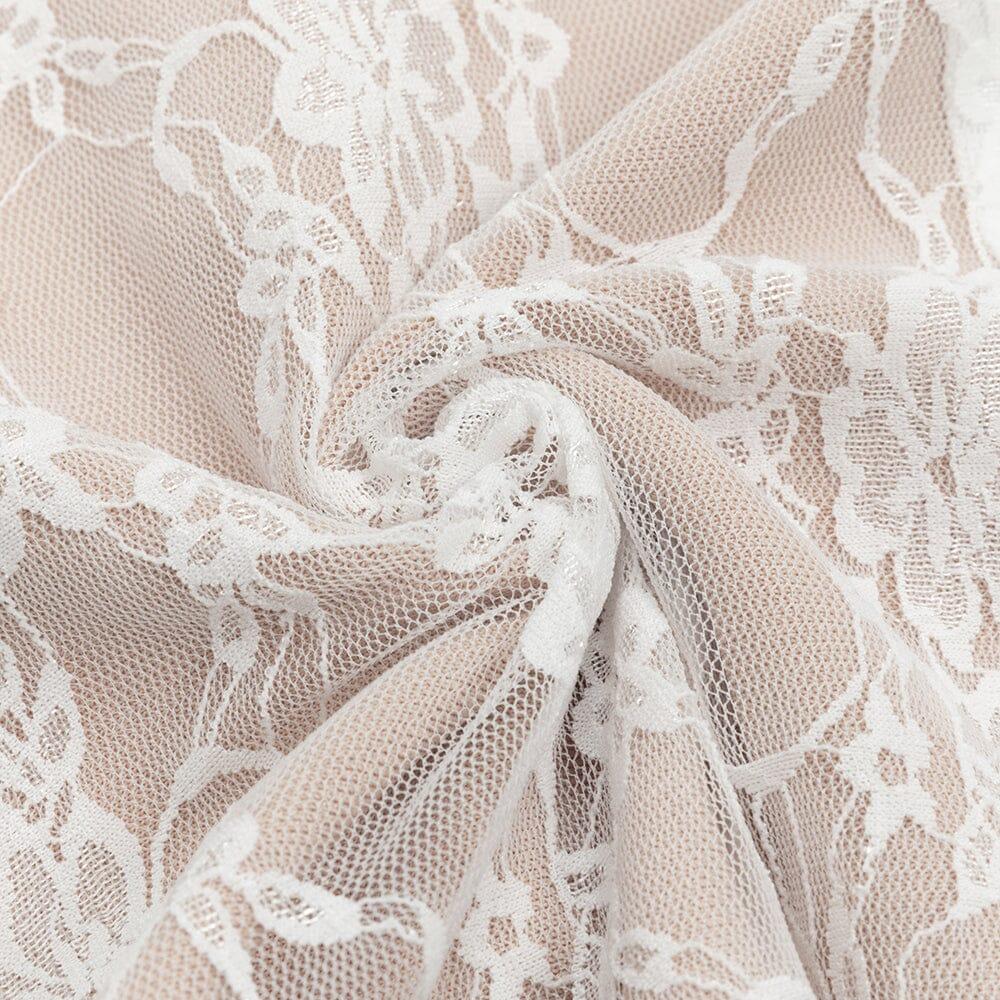 KORSETT-MIDIKLEID MIT BLUMENDETAILS IN WEISS