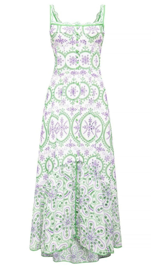 AIIZIE FLORAL EYELET EMBROIDERED MAXI DRESS IN ROSE PETALS - product image