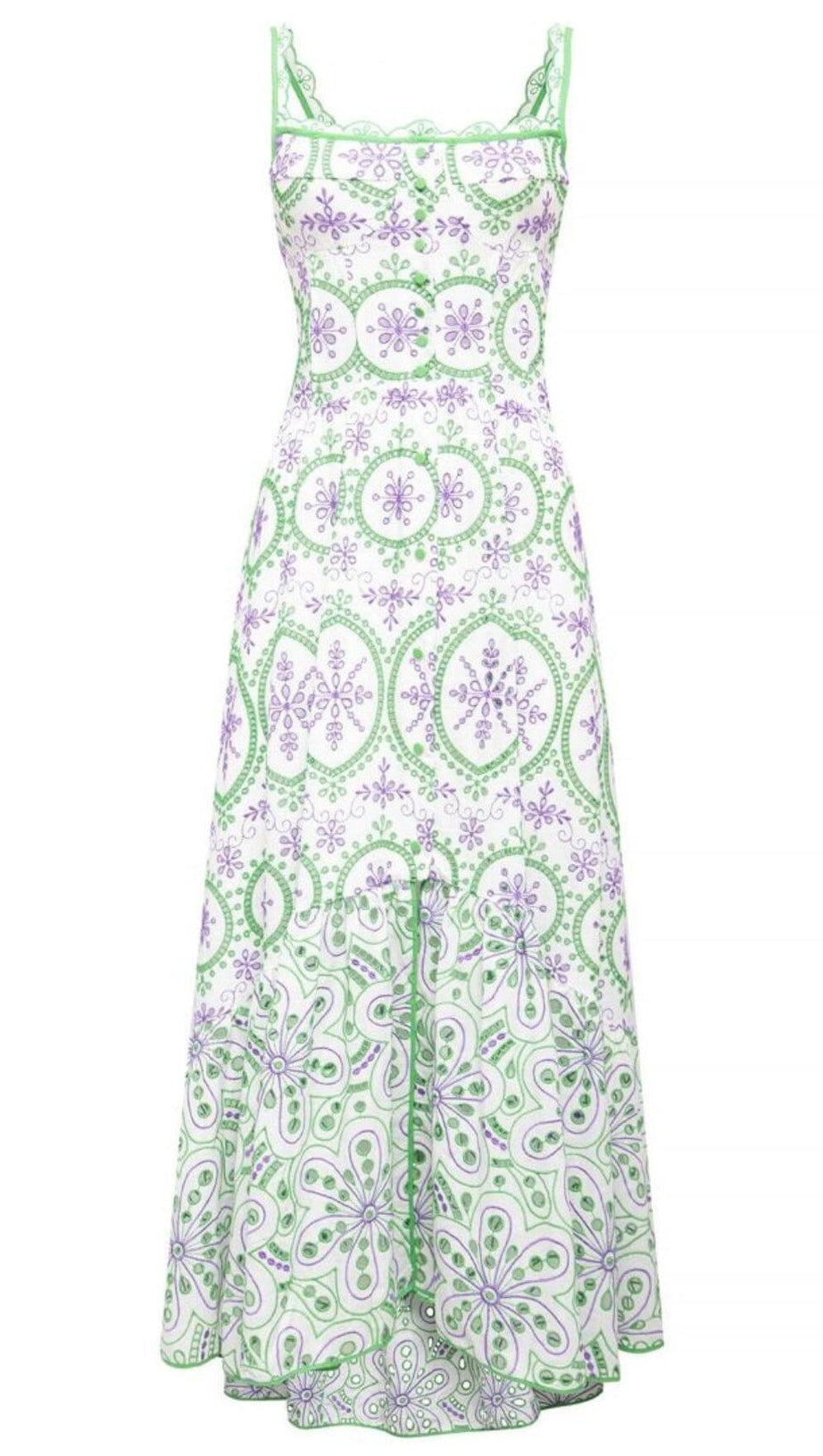 FLORAL EYELET EMBROIDERED MAXI DRESS IN ROSE PETALS
