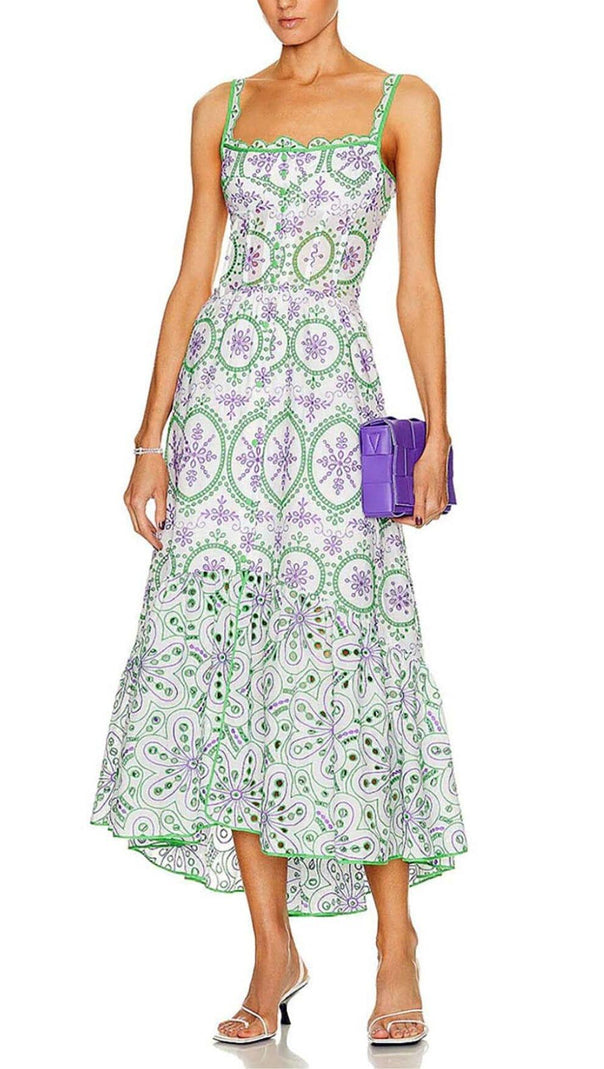 AIIZIE FLORAL EYELET EMBROIDERED MAXI DRESS IN ROSE PETALS - product image
