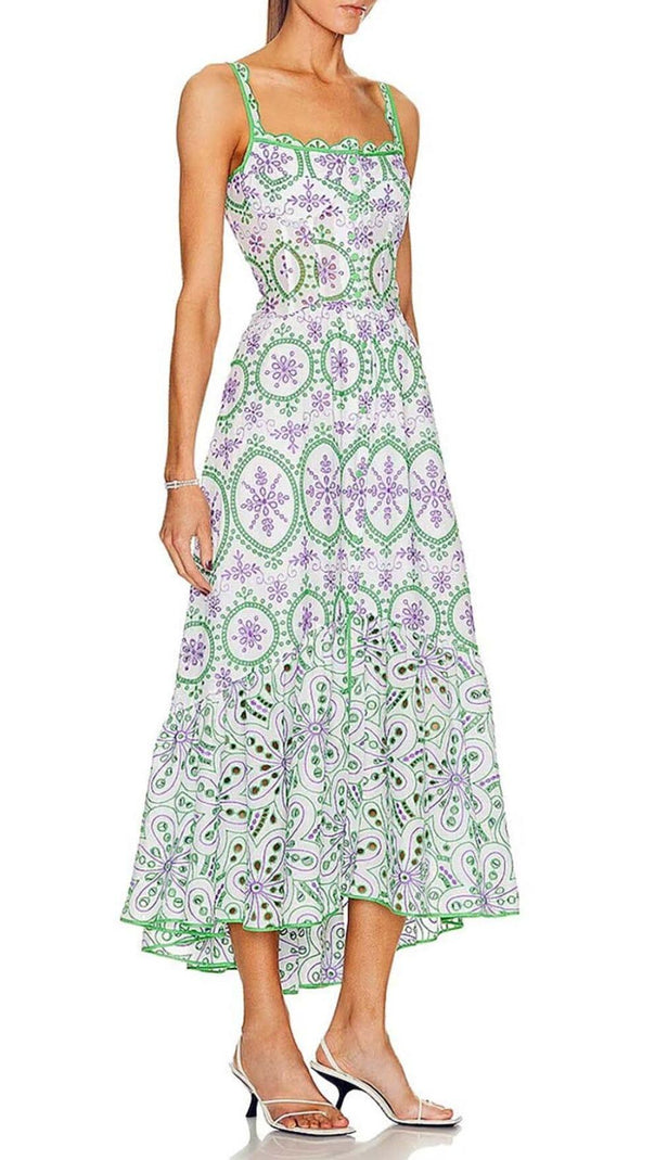 AIIZIE FLORAL EYELET EMBROIDERED MAXI DRESS IN ROSE PETALS - product image