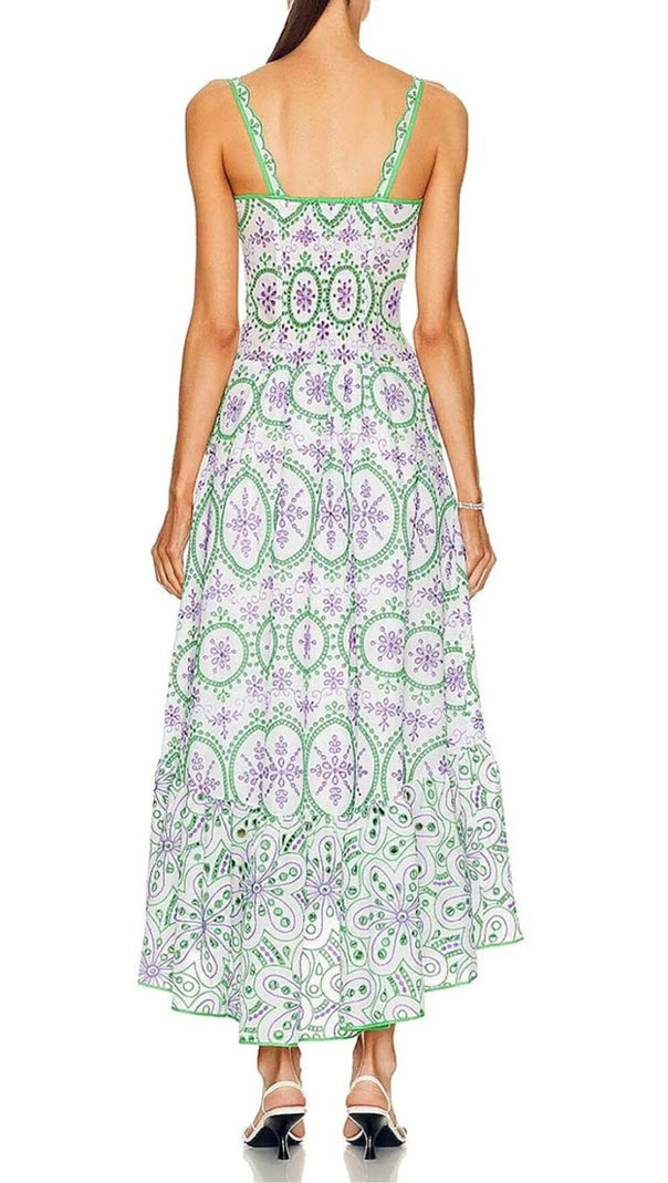 AIIZIE FLORAL EYELET EMBROIDERED MAXI DRESS IN ROSE PETALS - product image
