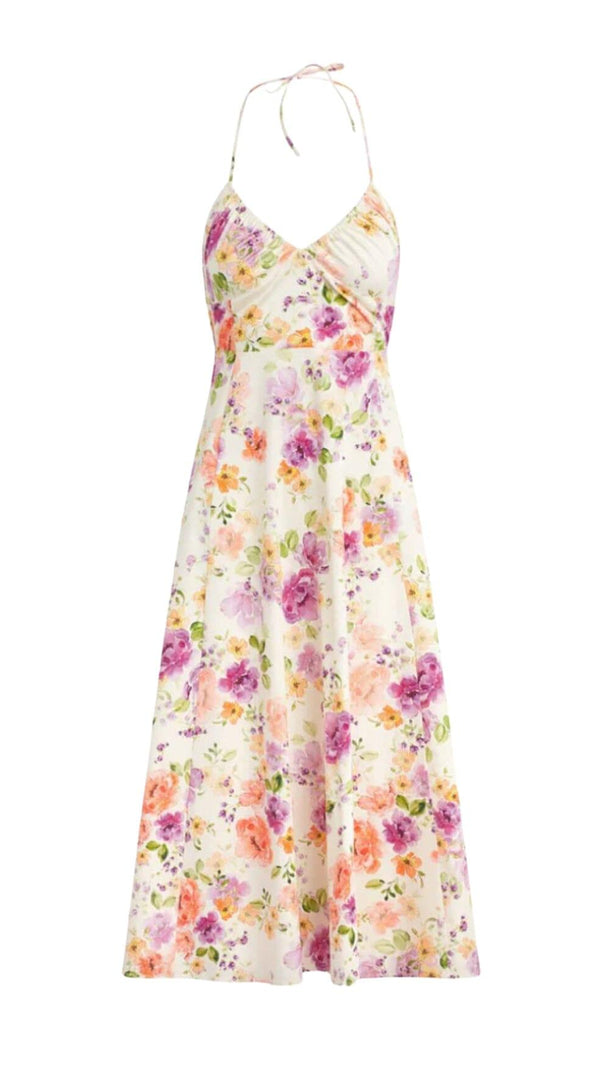 AIIZIE FLORAL HALTER MIDI DRESS IN PINK - product image