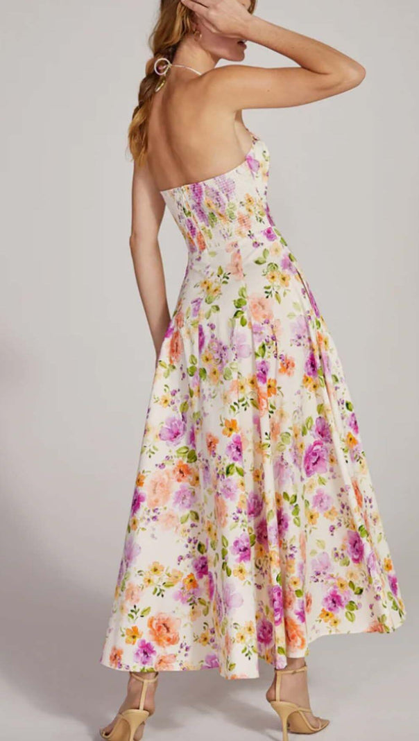 AIIZIE FLORAL HALTER MIDI DRESS IN PINK - product image