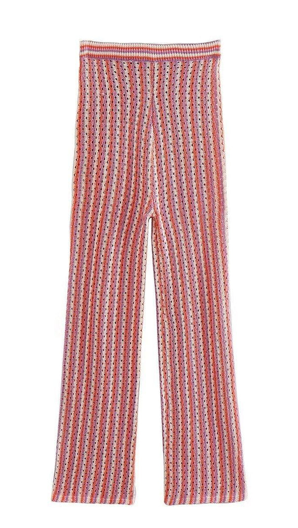 AIIZIE FLORAL HOLLOW KNITTED PANTS SET - product image