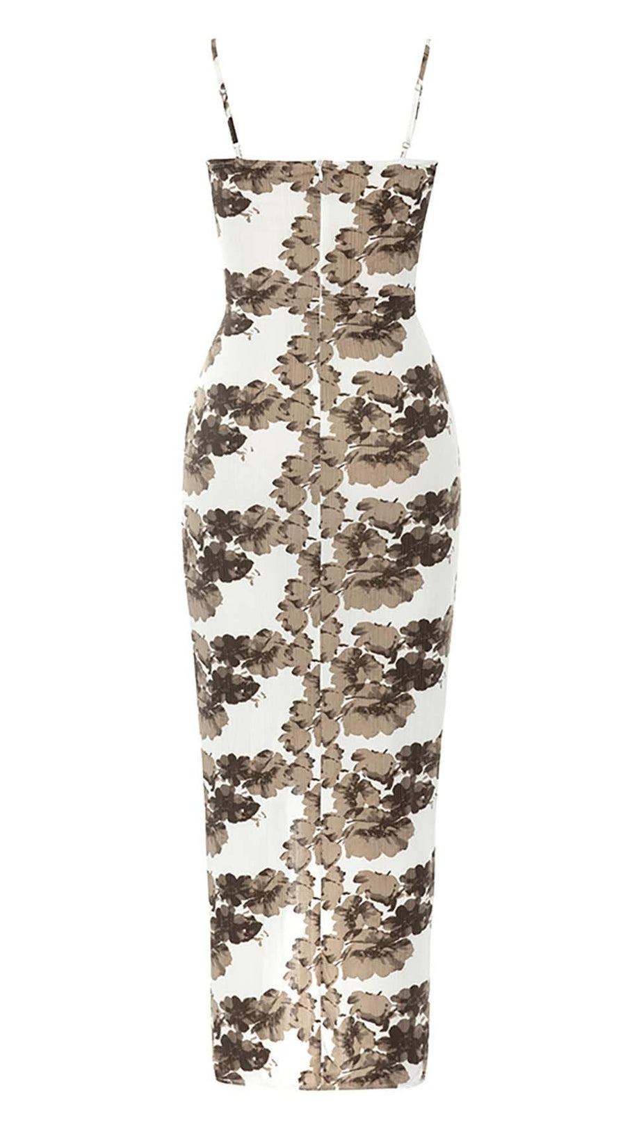 ABITO MIDI CON VOLANT FLOREALI IN BIANCO