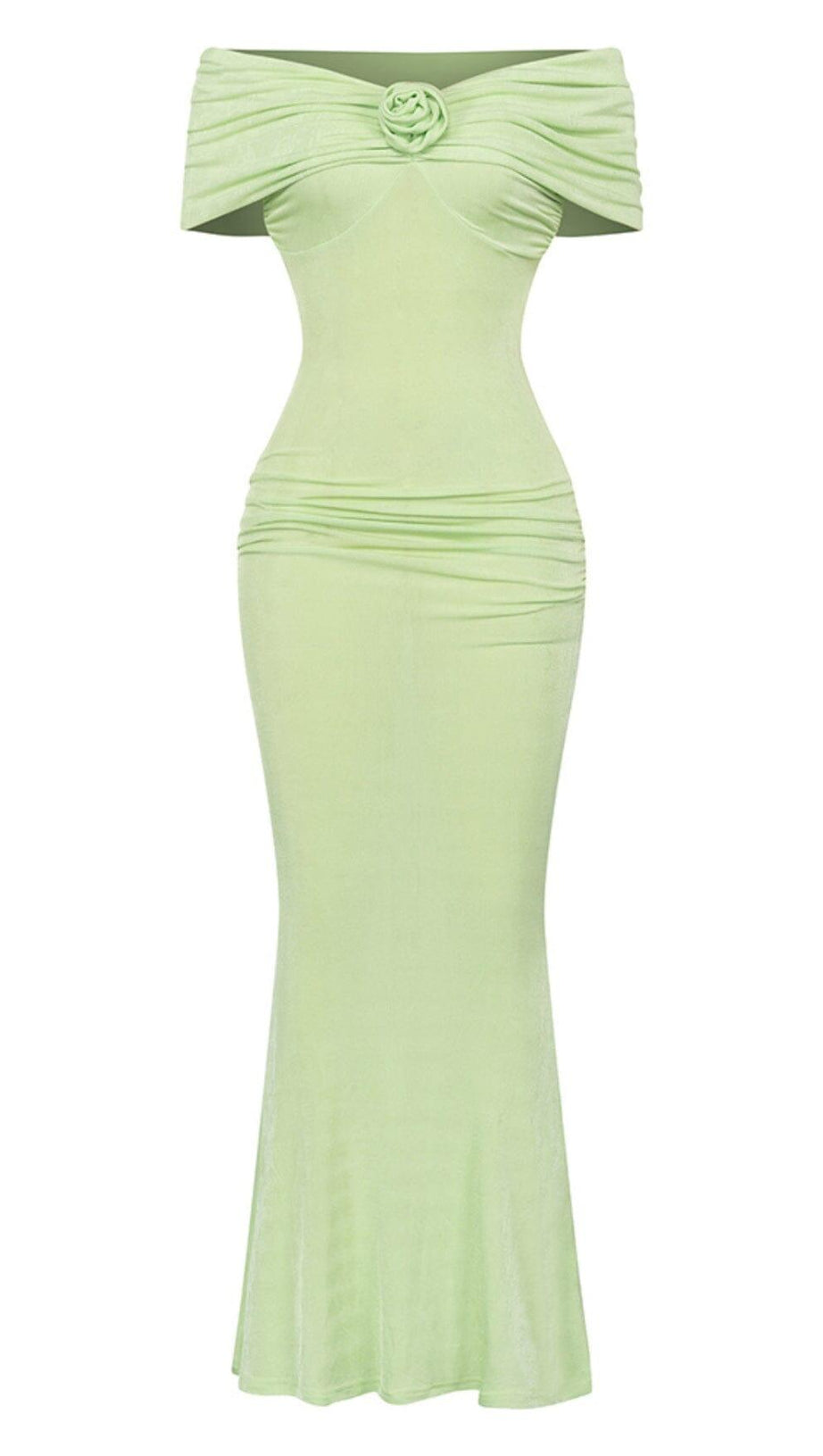 FLORAL SLEEVELESS BANGAGE MAXI DRESS IN OLIVE GREEN