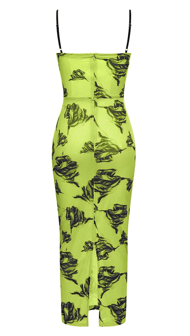 ABITO MIDI CON CORSETTO E SPALLINE FLOREALI