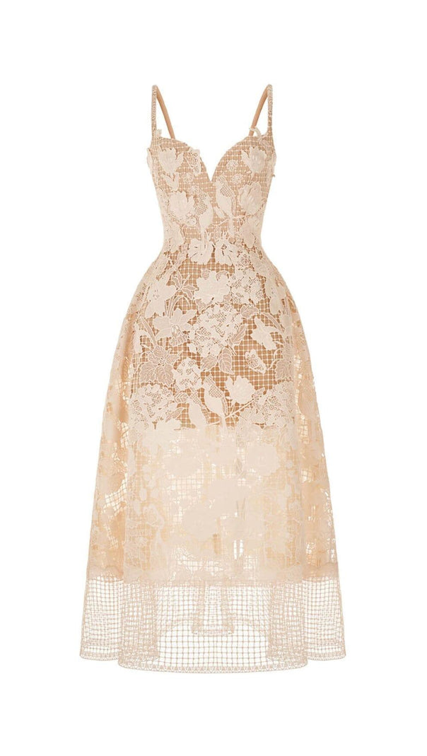 AIIZIE FLORAL STRAPPY MIDI DRESS IN WOODEN - product image