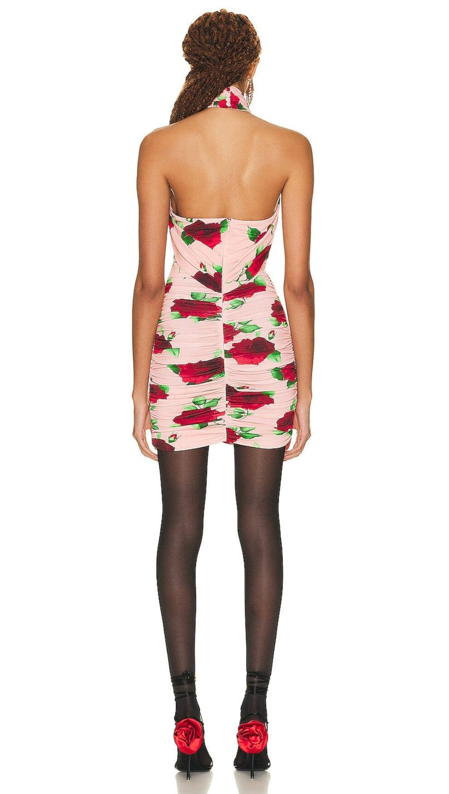 FLORAL- PRINT HALTER MINI DRESS IN CHERRY BLOSSOM