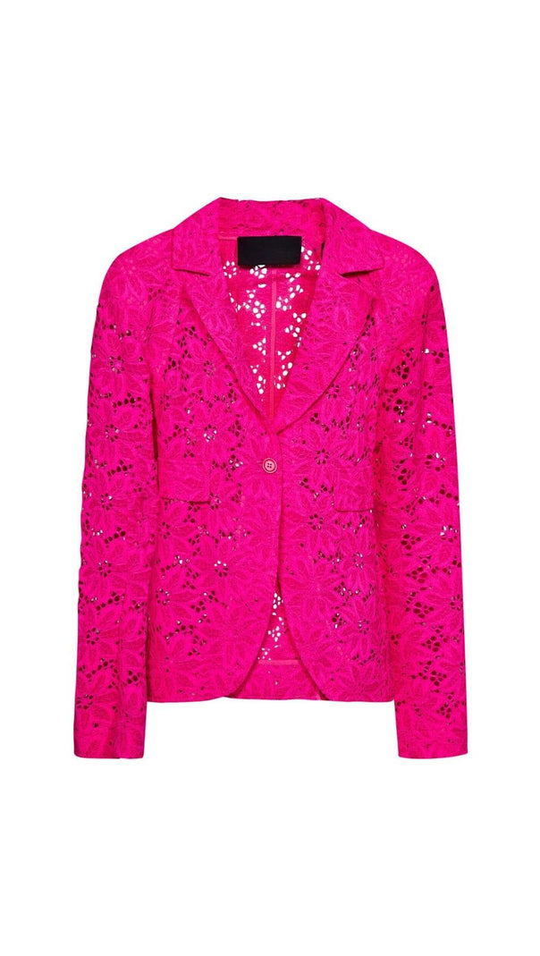 AIIZIE FLORAL-EMBROIDERED LACE TWO-PIECE SUIT IN PINK - product image