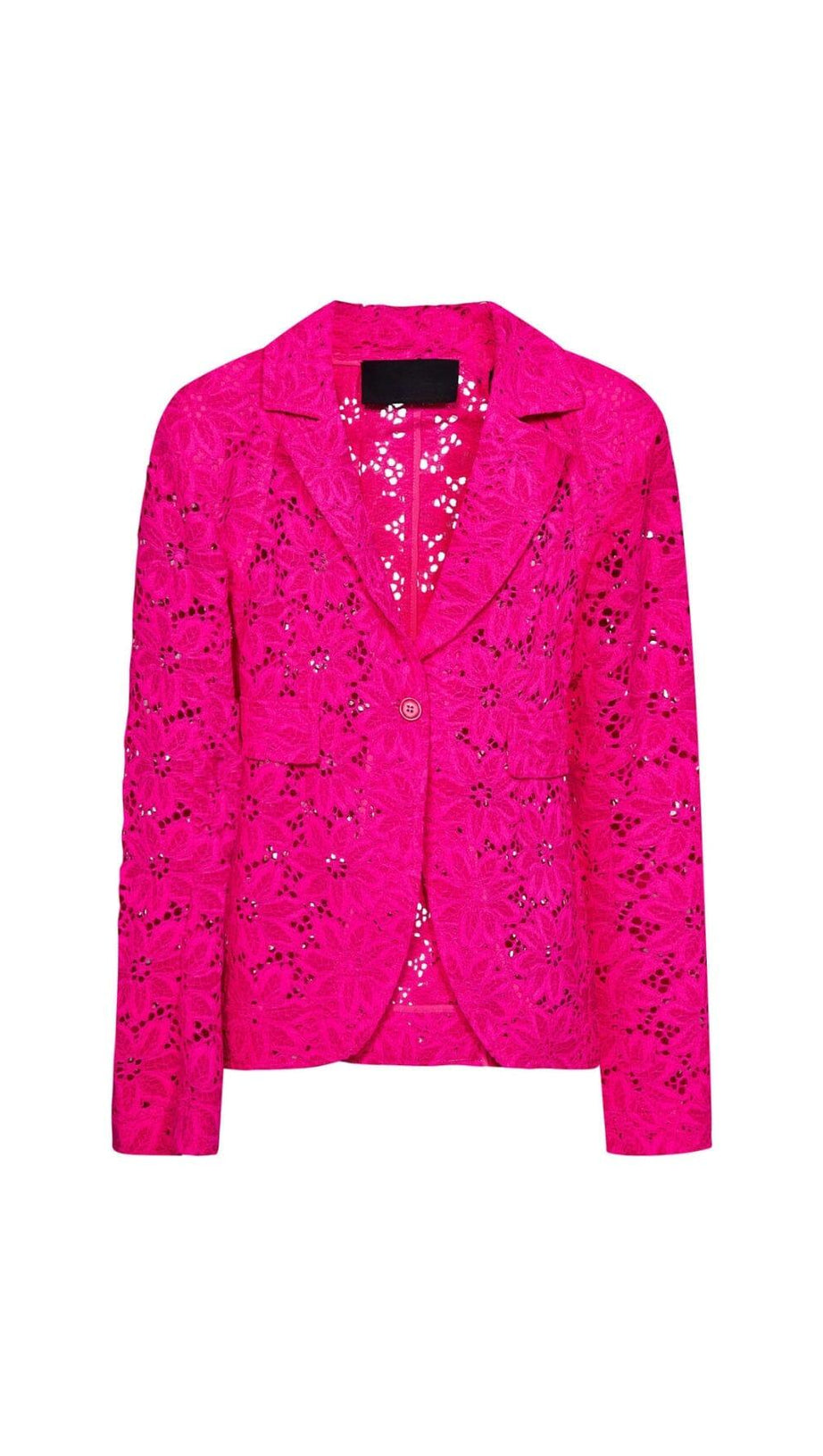 FLORAL-EMBROIDERED LACE TWO-PIECE SUIT IN PINK