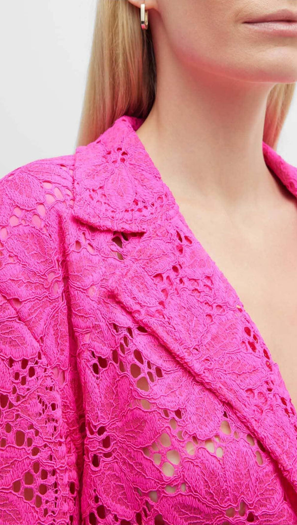 AIIZIE FLORAL-EMBROIDERED LACE TWO-PIECE SUIT IN PINK - product image