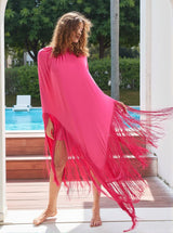 Ceridwen Fringe Mini Dress In Hot Pink