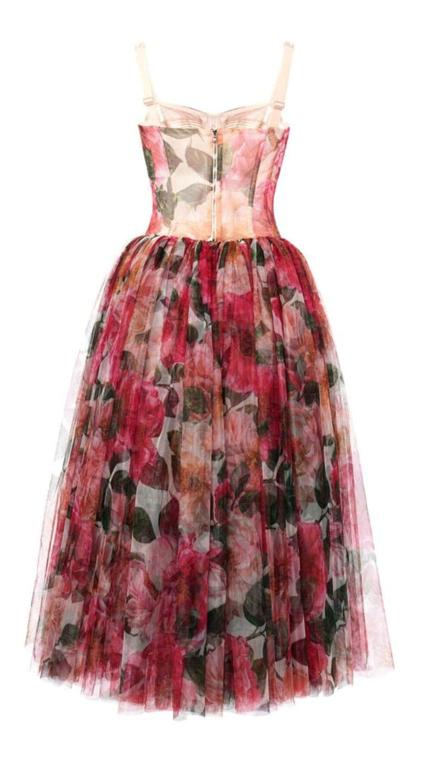 AIIZIE FLORAL-PRINT CORSET MIDI DRESS IN PINK - product image