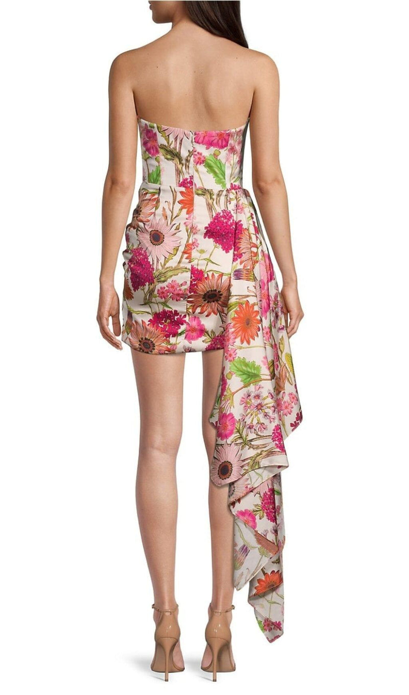 FLORAL-PRINT CORSET MINI DRESS