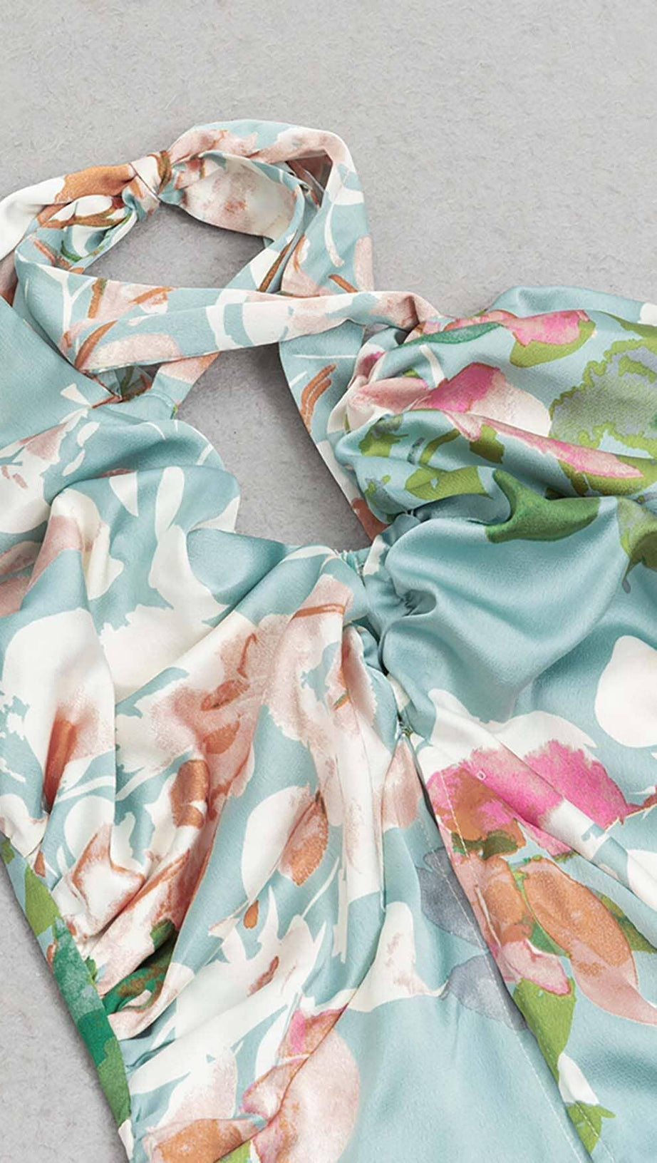 FLORAL-PRINT HALTER MIDI DRESS