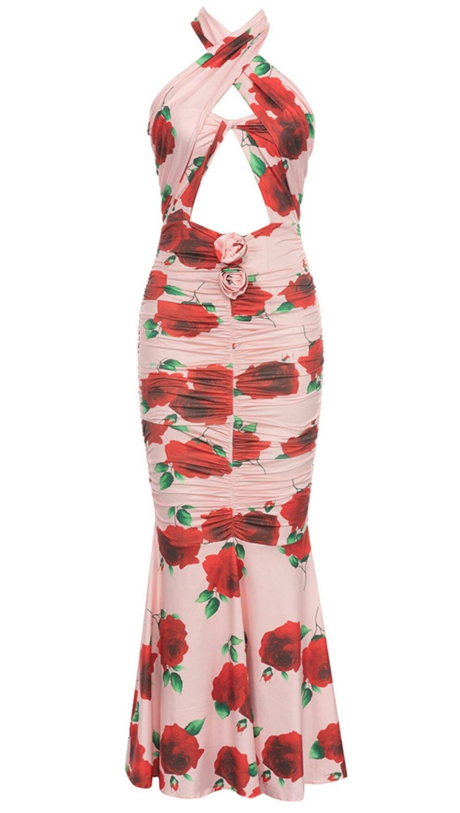 FLORAL-PRINT MAXI DRESS IN PINK