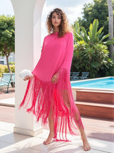 Ceridwen Fringe Mini Dress In Hot Pink