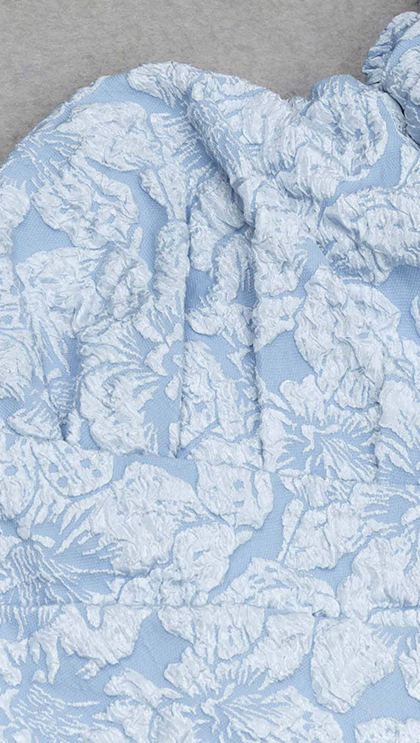 AIIZIE FLORAL-PRINT PUFF SLEEVE MIDI DRESS IN CLEAR SKY - product image