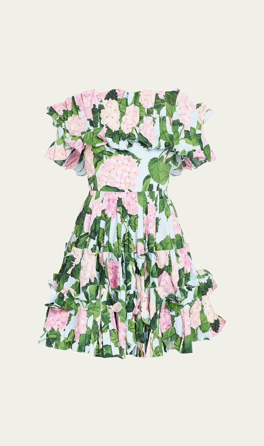 MINIKLEID MIT RÜSCHEN UND BLUMENPRINT IN OLIV
