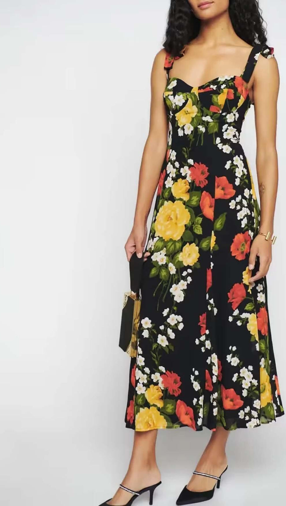 ABITO CON SPALLINE E STAMPA FLOREALE IN LUISA