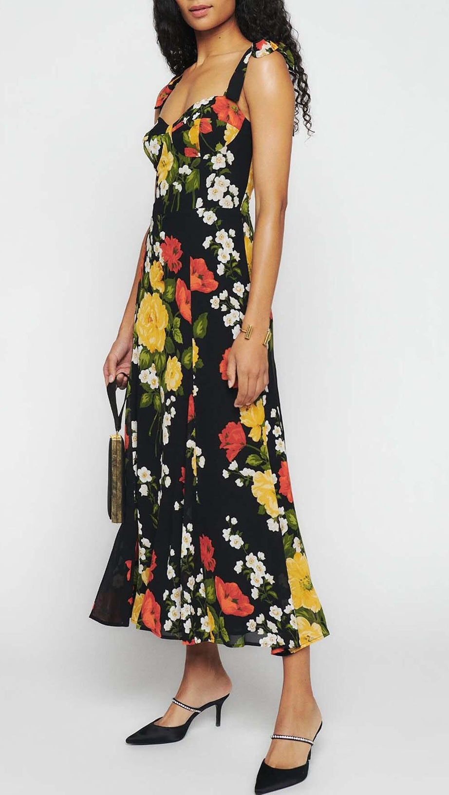 ABITO CON SPALLINE E STAMPA FLOREALE IN LUISA