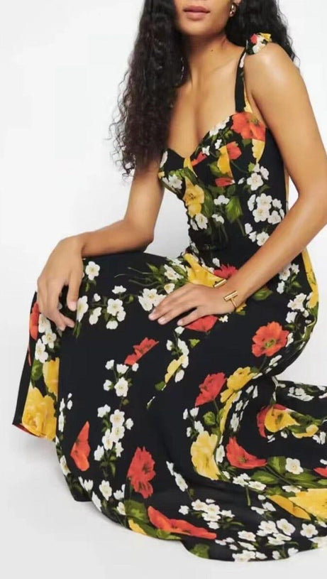 ABITO CON SPALLINE E STAMPA FLOREALE IN LUISA