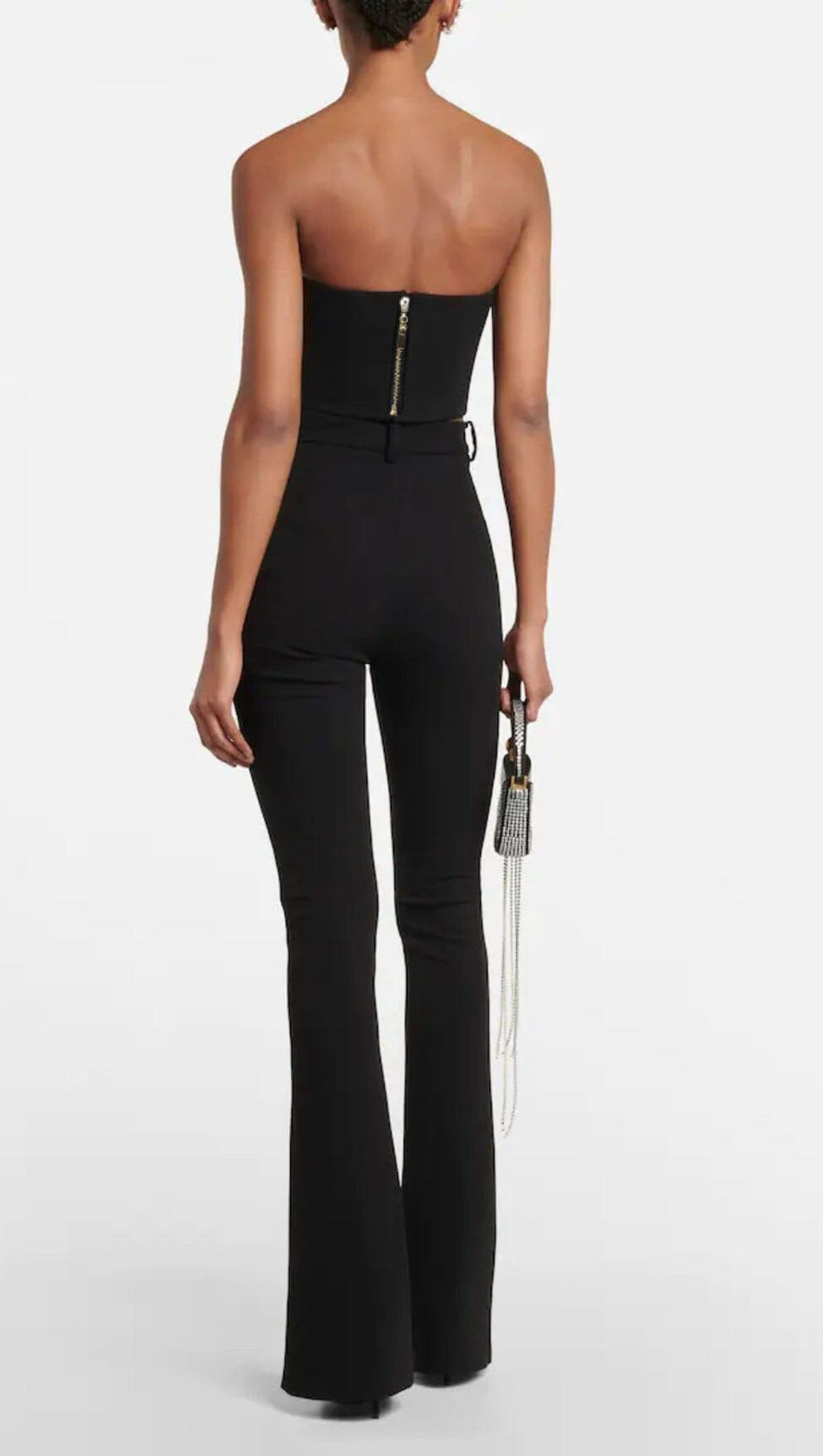 BUSTIER-TOP MIT BLUMENAPPLIKATIONEN IN SCHWARZ