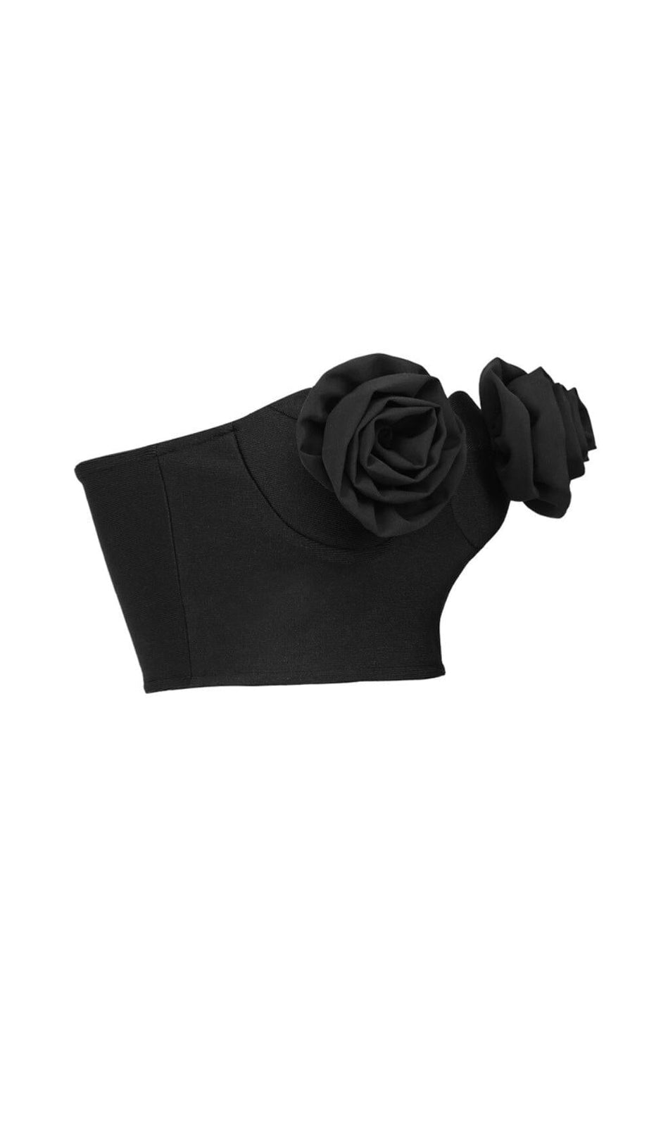 BUSTIER-TOP MIT BLUMENAPPLIKATIONEN IN SCHWARZ