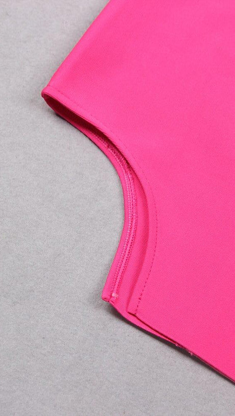 FLOWER LONG SLEEVE MINI BANDAGE DRESS IN RED